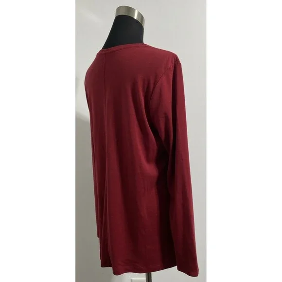 J. Jill Tee Shirt Womens L Red Pima Cotton Crew Neck High Low Hi-Lo Sustainable - Picture 5 of 11